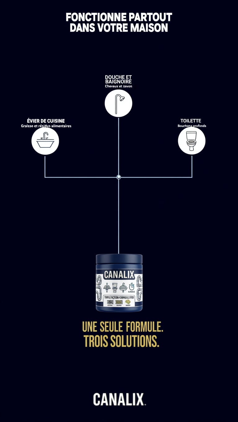 Canalix— Déboucheur Canalisations Poudre Moussante | Triple Action | Résultats en 15 Minutes